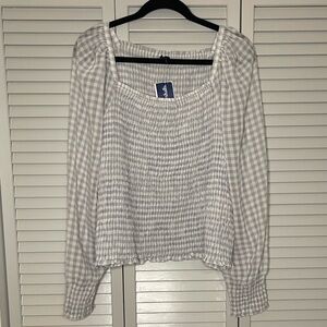 Ann Taylor Smocked Gingham Blouse